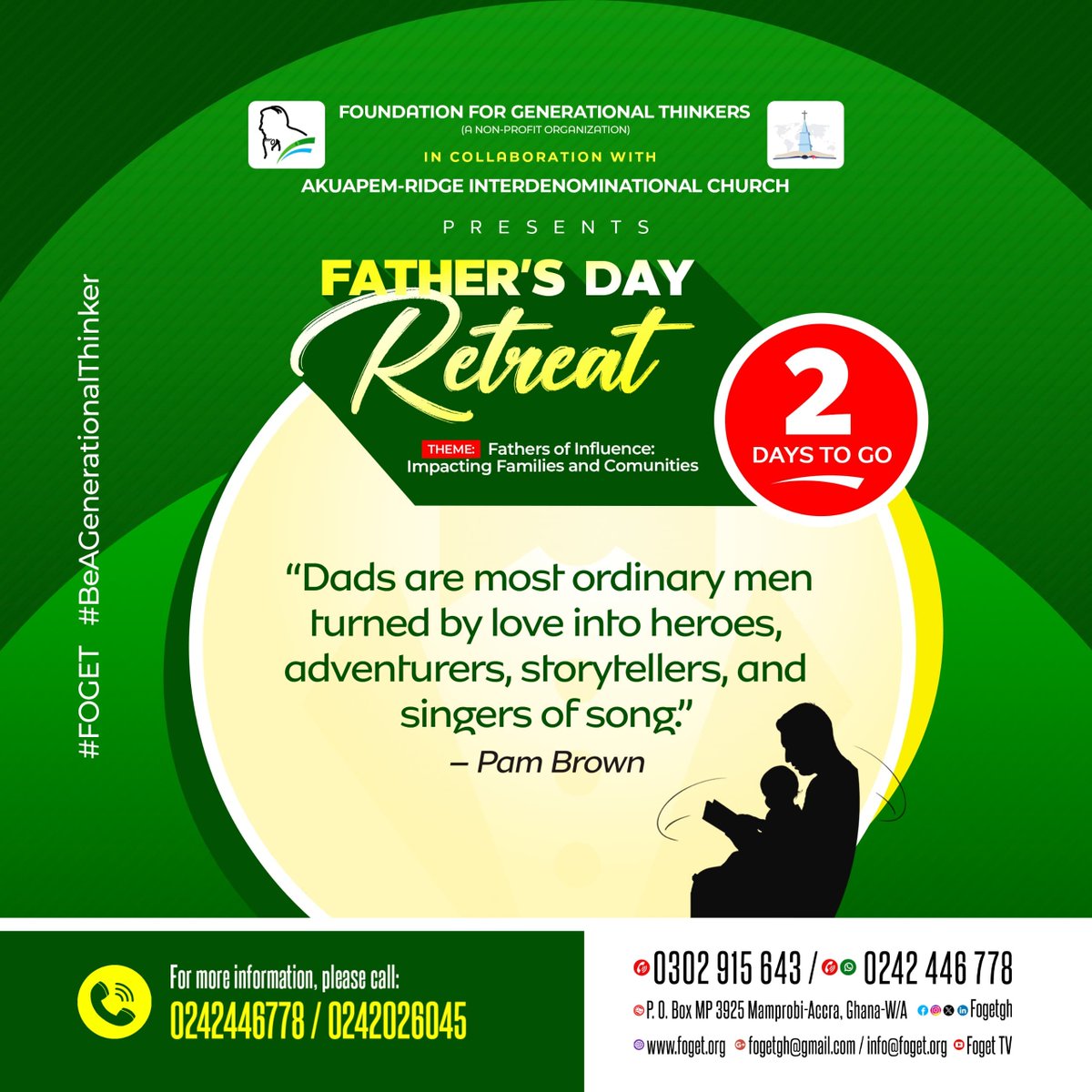 Fogetgh's tweet photo. Only 2 days left! At the heart of this retreat is this truth: it’s love that transforms the ordinary into the extraordinary. Come celebrate your evolution — from man to dad to hero.
#HeroInTheHome #FathersDayRetreat #OrdinaryToExtraordinary https://t.co/DVj9cNxuLV