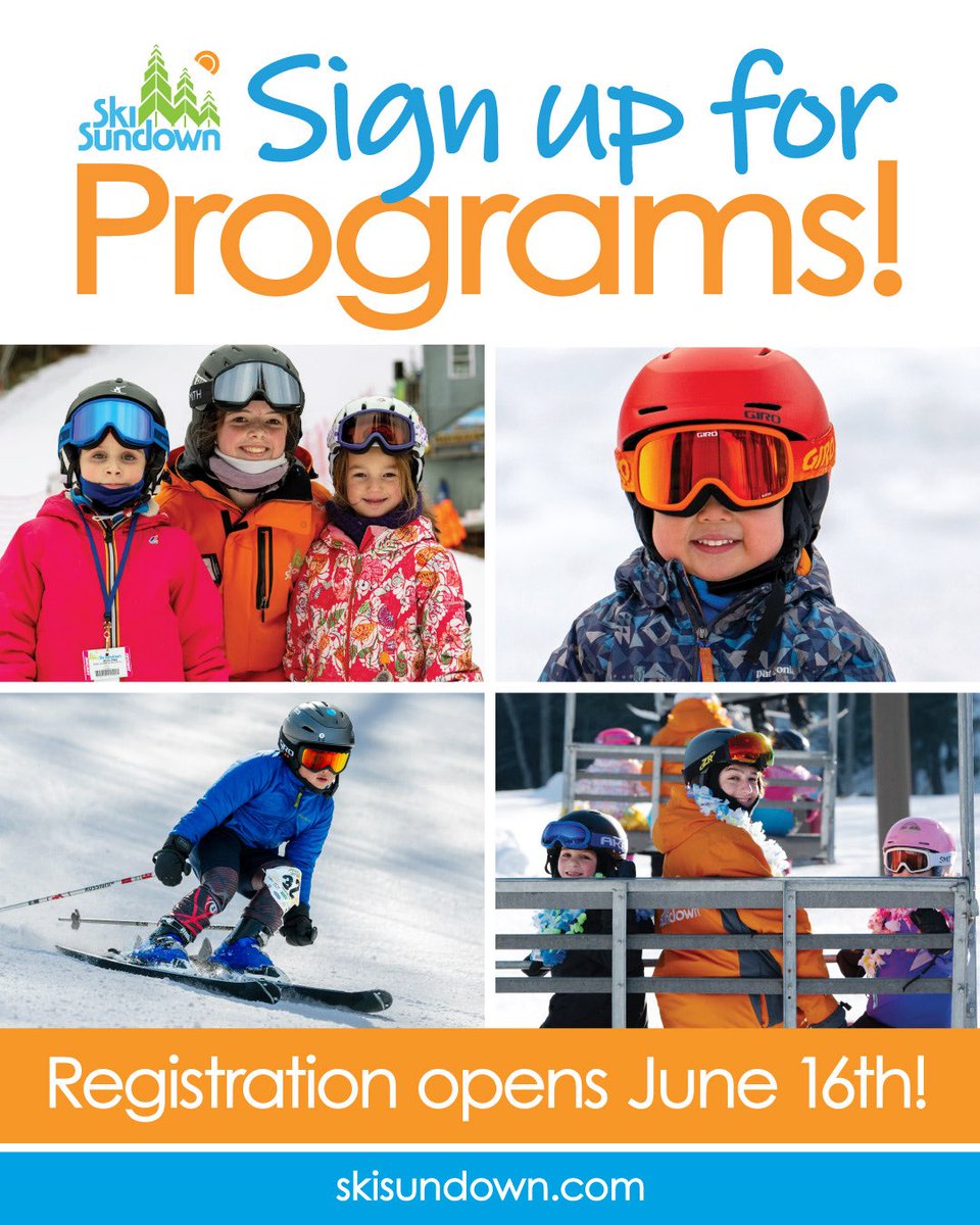 REGISTRATION OPENS June 16th at 8:00am for our multiweek lesson programs! Visit skisundown.com to see all programs, and to review skill level classifications, policies, &amp; pricing prior to registration. NEW! BUNDLE &amp; SAVE PRICING - Save 20% OFF on select programs!