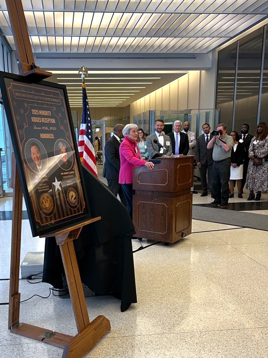 MWL was pleased to participate in the U.S. District Court’s 2025 Minority Judges Reception. The event  honored MN Supreme Court Justice Margaret Chutich (ret.) and U.S. District Court Judge Tony Leung (ret.). Justice Chutich is pictured with MWL President Emerald Gratz.