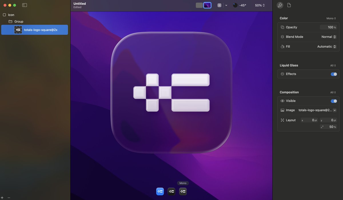 Totals App icon in Liquid Glass style.