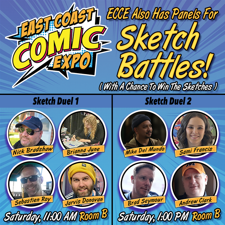 ECCExpo's tweet image. Don't miss the Sketch Battles on Saturday, there will be a chance for attendees to win the sketches... 11am and 1pm in Panel Room B.