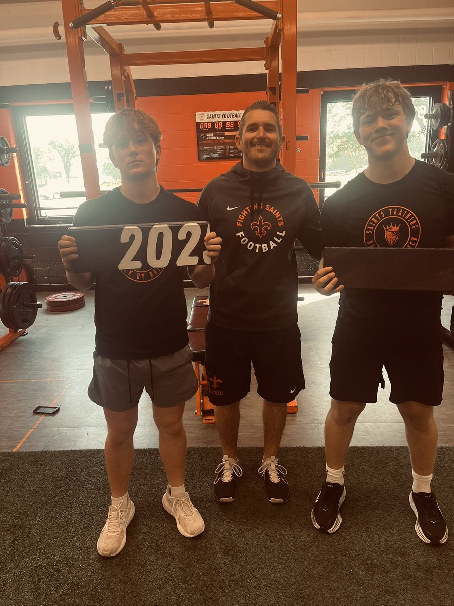 SAINTS: Join me in congratulating TJ Liska and Aiden Coyne as they have been chosen to stack Tuesday and Wednesday’s bricks. These juniors have caught on quick and have been flying around on the field! BRICK BY BRICK

#SAINTPRIDE