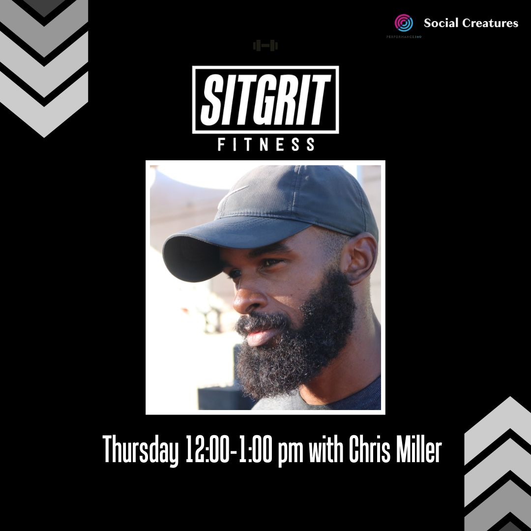 sitgrit's tweet image. 💥 It’s time to move! Join us today at 12 for SitGrit with Chris. Let’s make it a fun and fulfilling workout together! ✨ See you there!