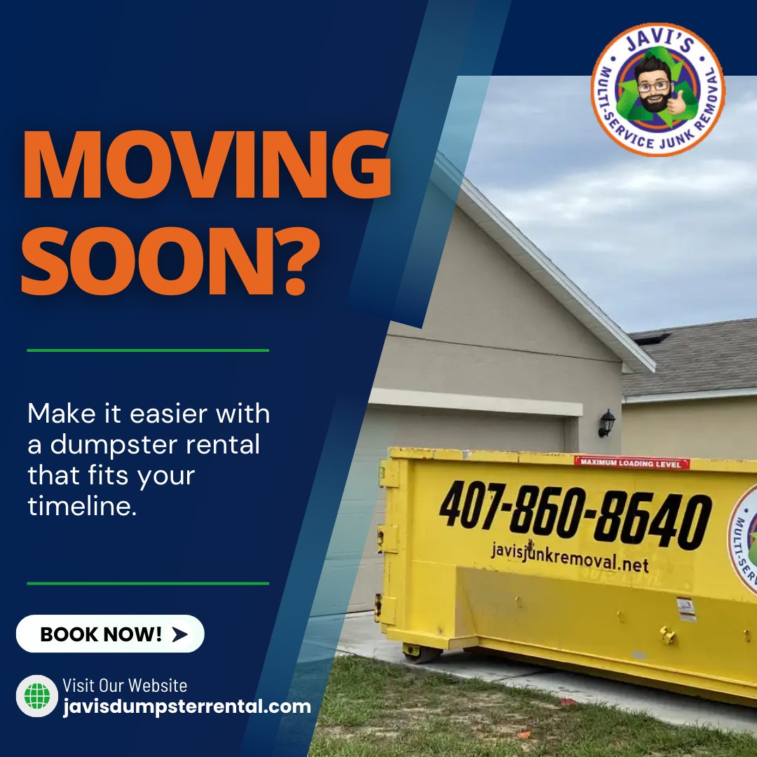 javisdumpsters's tweet image. Moving soon? 🏡
Make it easier with a dumpster rental that fits your timeline.

 🎯 Reserve at javisdumpsterrental.com
 #MovingDayHelp #DumpTheJunk #RentADumpster