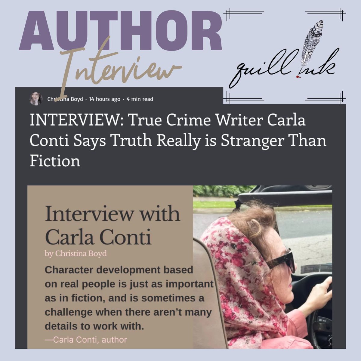 Carla Conti (@carlajeanconti) on Twitter photo π βοΈ π Shoutout to my fellow author-blogger <a href="/xtnaboyd/">Christina Boyd</a> for interviewing me about #ChainedBirds, writing #TrueCrime and much more, & featuring our bookish Q-A on her blog this week! Thank you, Christina! π₯³ π π€©
bit.ly/4e0EKVA π βοΈ π Shoutout to my fellow author-blogger <a href="/xtnaboyd/">Christina Boyd</a> for interviewing me about #ChainedBirds, writing #TrueCrime and much more, & featuring our bookish Q-A on her blog this week! Thank you, Christina! π₯³ π π€©
bit.ly/4e0EKVA