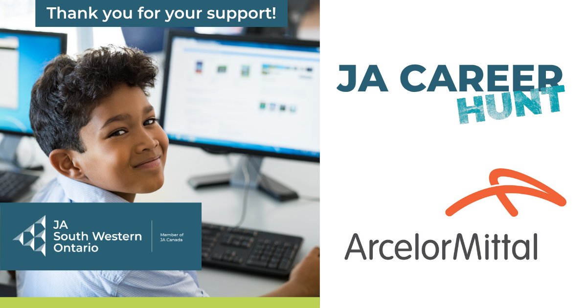 We are grateful for the support of the @arcelormittal_d Fund through the @hamcommfdn for helping to provide the JA Career Hunt career exploration learning experience to grade 7-12 students across Southwestern Ontario. 

#thankyouthursday  #careerreadiness