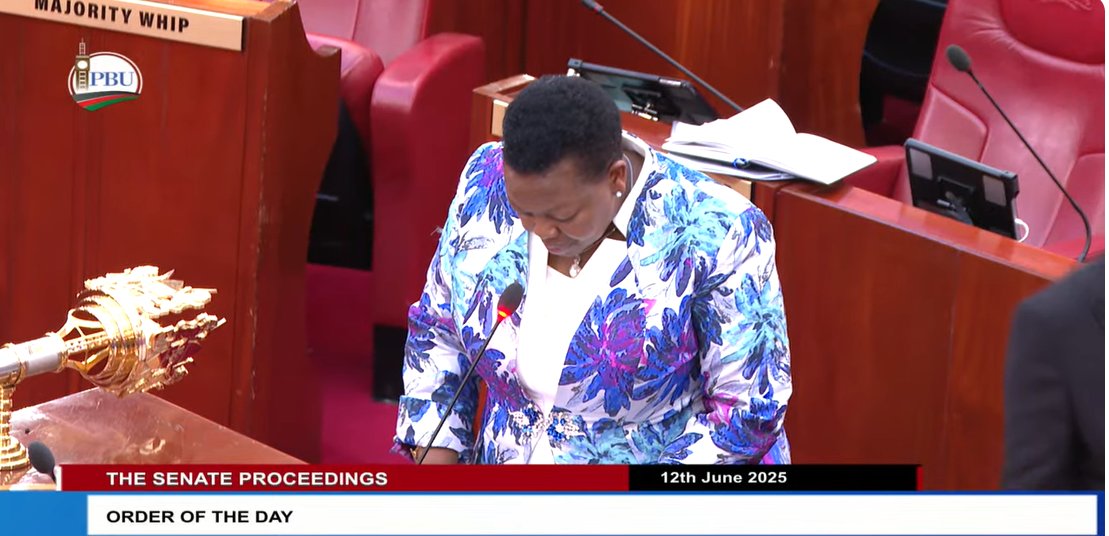 Sen. <a href="/VeronicaMainaW/">Hon Veronica Maina</a> lays the following paper:
Report of the Standing Committee on Justice, Legal Affairs and Human Rights on the Consideration of the Presidential Memorandum on the Referral of the Conflict of Interest Bill, 2023 (National Assembly Bills No. 12 of 2023).