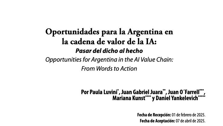 Muy interesante articulo de <a href="/PaulaLuvini/">paula</a> <a href="/juanofarrell/">Juan O'Farrell</a> <a href="/DYankelevich/">Daniel Yankelevich</a> y el equipo de <a href="/fundarpoliticas/">Fundar</a> sobre las oportunidades de 🇦🇷 en IA. 

Link --> revistaeypp.flacso.org.ar/files/revistas…