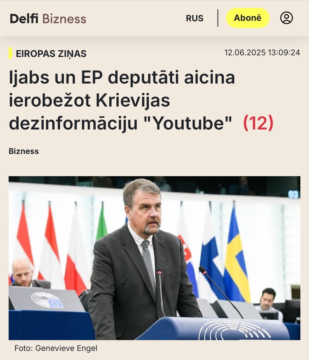 35 deputāti Eiropas Parlamentā parakstīja manu vēstuli, ko nosūtījām EK priekšsēdētājas vietniecei, Eiropas ārlietu ministrei Kajai Kallasai, aicinot uz steidzamu un noteiktu rīcību pret Krievijas finansētas dezinformācijas izplatību digitālajās platformās, jo īpaši "YouTube".