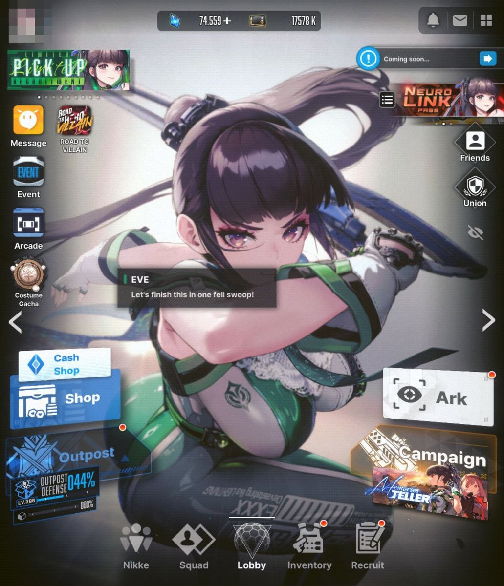 Hello there Eve!🍷

Hope everyone has a Blast with the Nikke x Stellar Blade 
and Stellar Blade x Nikke Collab!✨

Good Luck as well pulling Eve Babe to Everyone🐷
(Scarlet Bossfight in Stellar Blade for sure is a Superb Highlight)
Thank you Shift Up!