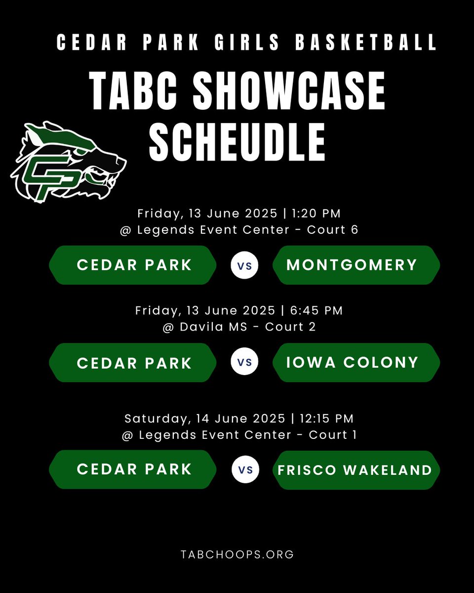 TABC Showcase Schedule‼️
Come check us out this weekend in College Station ✔️