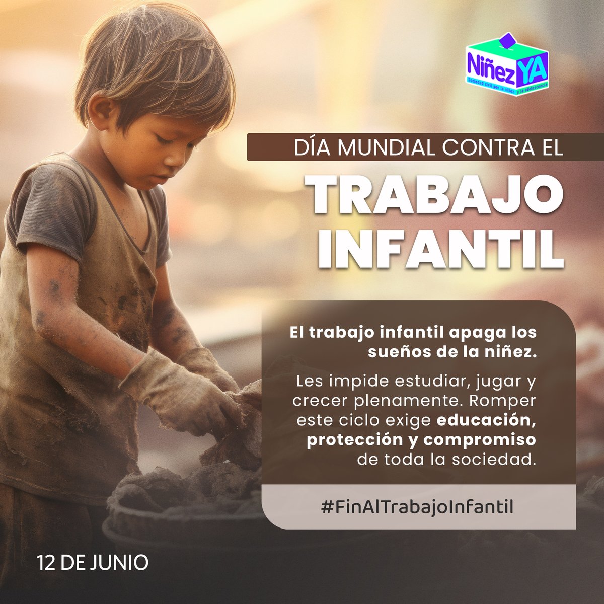 Cada vez que un niño o niña trabaja, se vulneran sus derechos.

En el Día Mundial contra el #TrabajoInfantil, recordamos que la infancia no debe vivirse entre cargas ni obligaciones laborales, sino entre cuadernos, lápices y oportunidades. #EducaciónYA #ProtecciónYA
