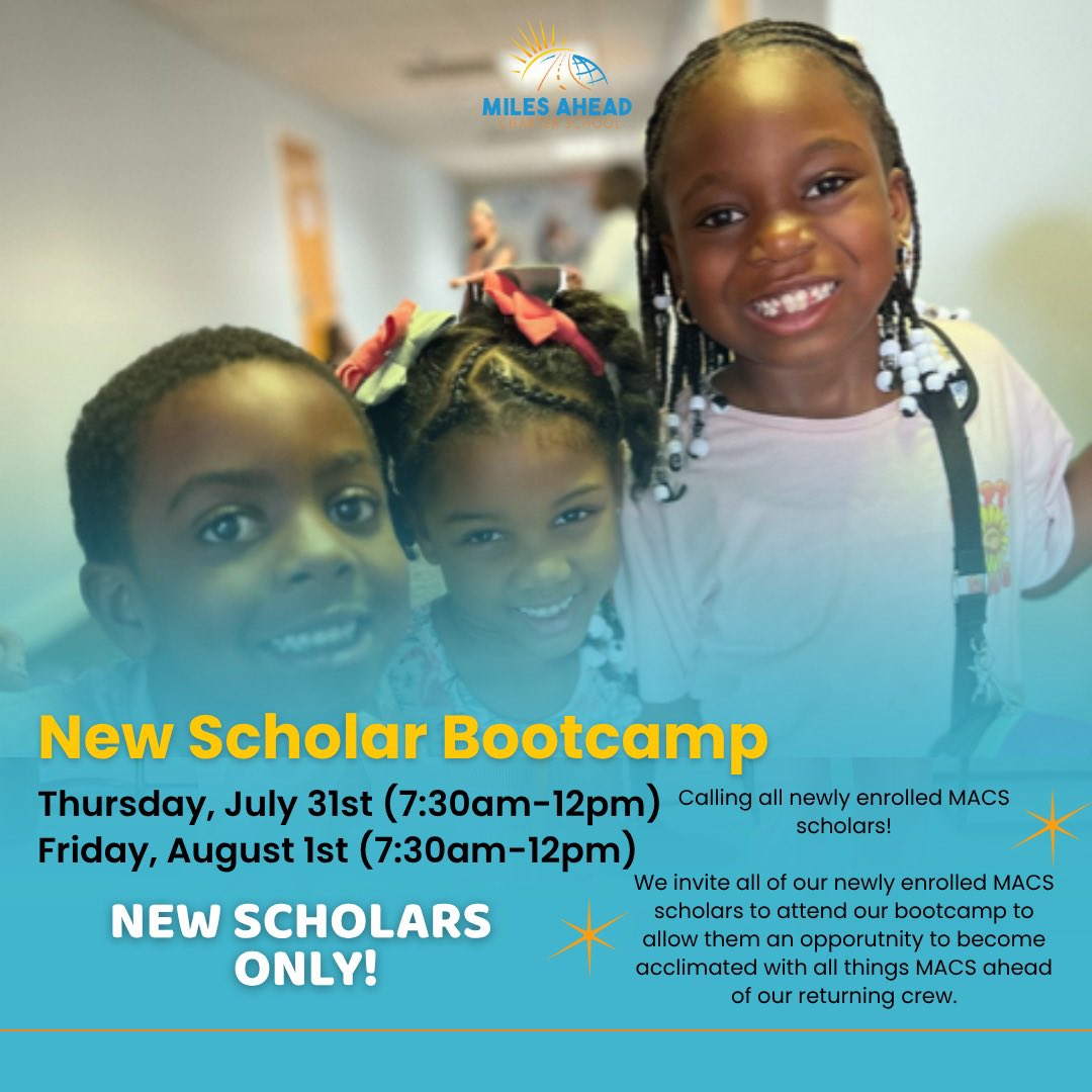 MilesAheadCS's tweet photo. ☀️ School may be out for summer, but there’s still some important dates ahead! MACS families, new and returning, please review the following slides for more information.

Mark your calendars for all that is ahead and don’t hesitate to reach out to us if you have any questions! https://t.co/WmpXmvpeSm