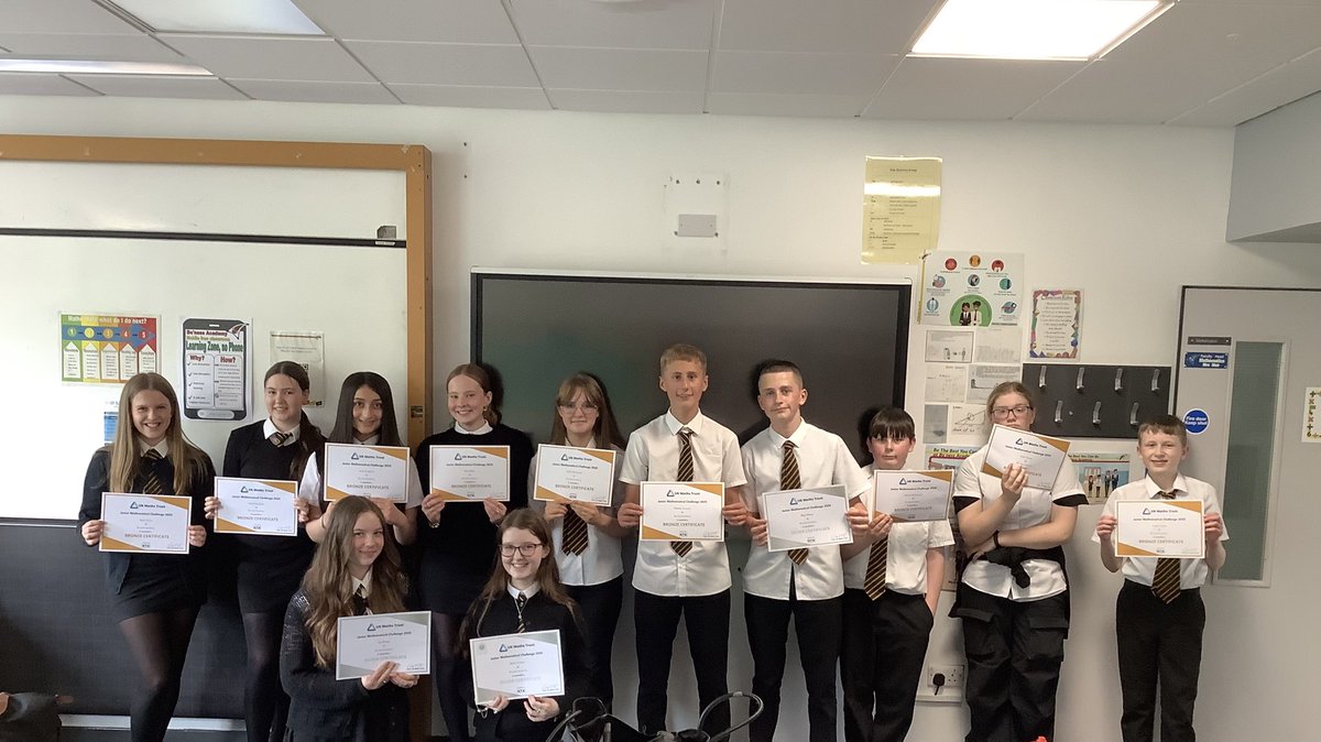 Another success! More pupils achieving awards in the UKMT Junior Maths challenge. This time we had Bronze and Silver 🙌🏻 Amazing effort 😃 Special mention to Sarah who achieved “best in year” 🌟 <a href="/Boness_Academy/">Bo'ness Academy</a>