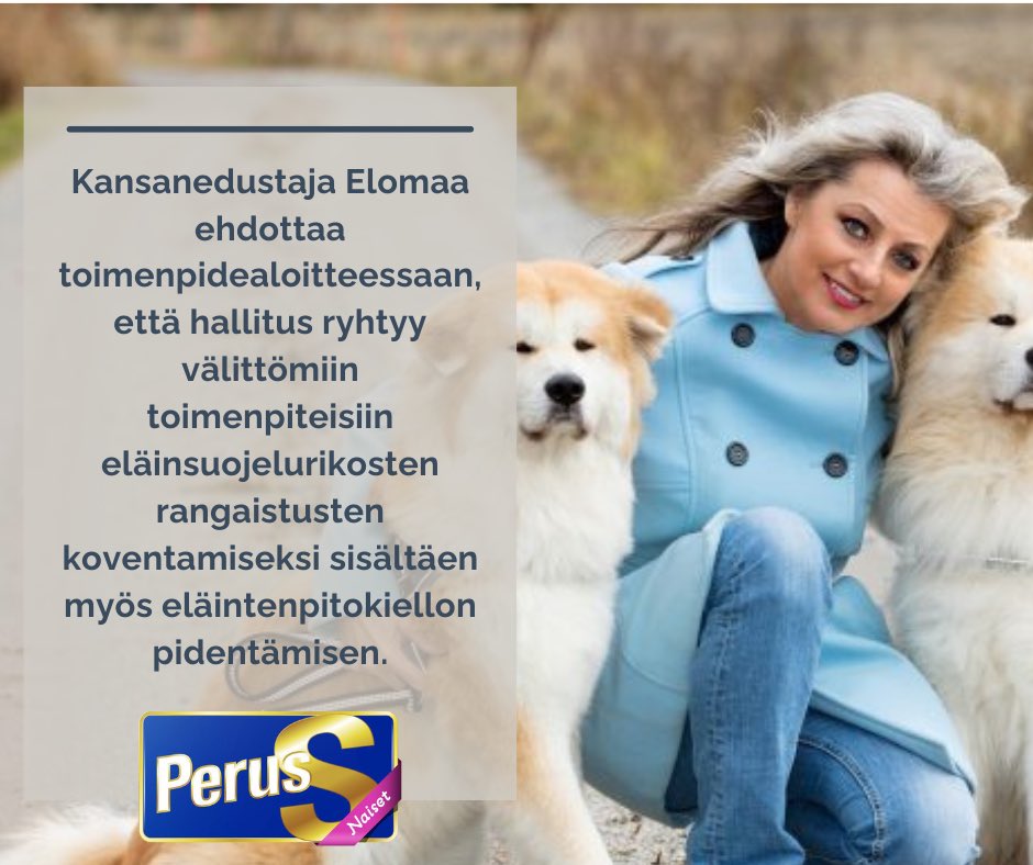 Puheenjohtajamme, kansanedustaja Ritva ”Kike” Elomaa on tyytyväinen siihen, että hallitus suunnittelee tiukempaa linjaa eläinsuojelurikoksiin. suomenuutiset.fi/elomaa-vaatii-…
#perussuomalaiset #perusnaiset #perussuomalaisetnaiset