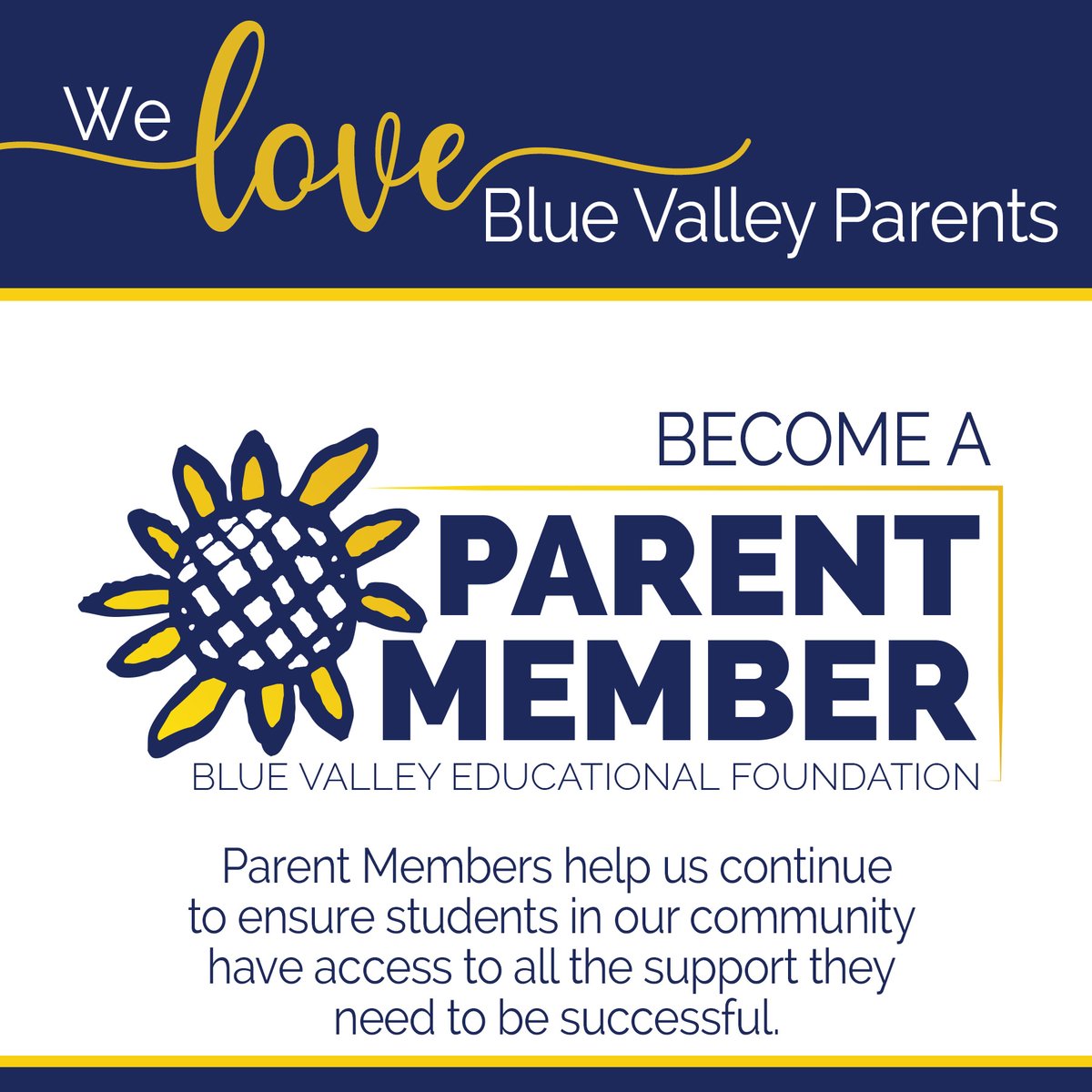 BV Parents- Do you have a student in kindergarten - 8th grade? To become a BVEF Parent Member, while completing your student’s registration, under “Optional Fees,” select a donation amount from the drop-down menu next to “BV Ed Foundation Membership”. Thank you for your support!