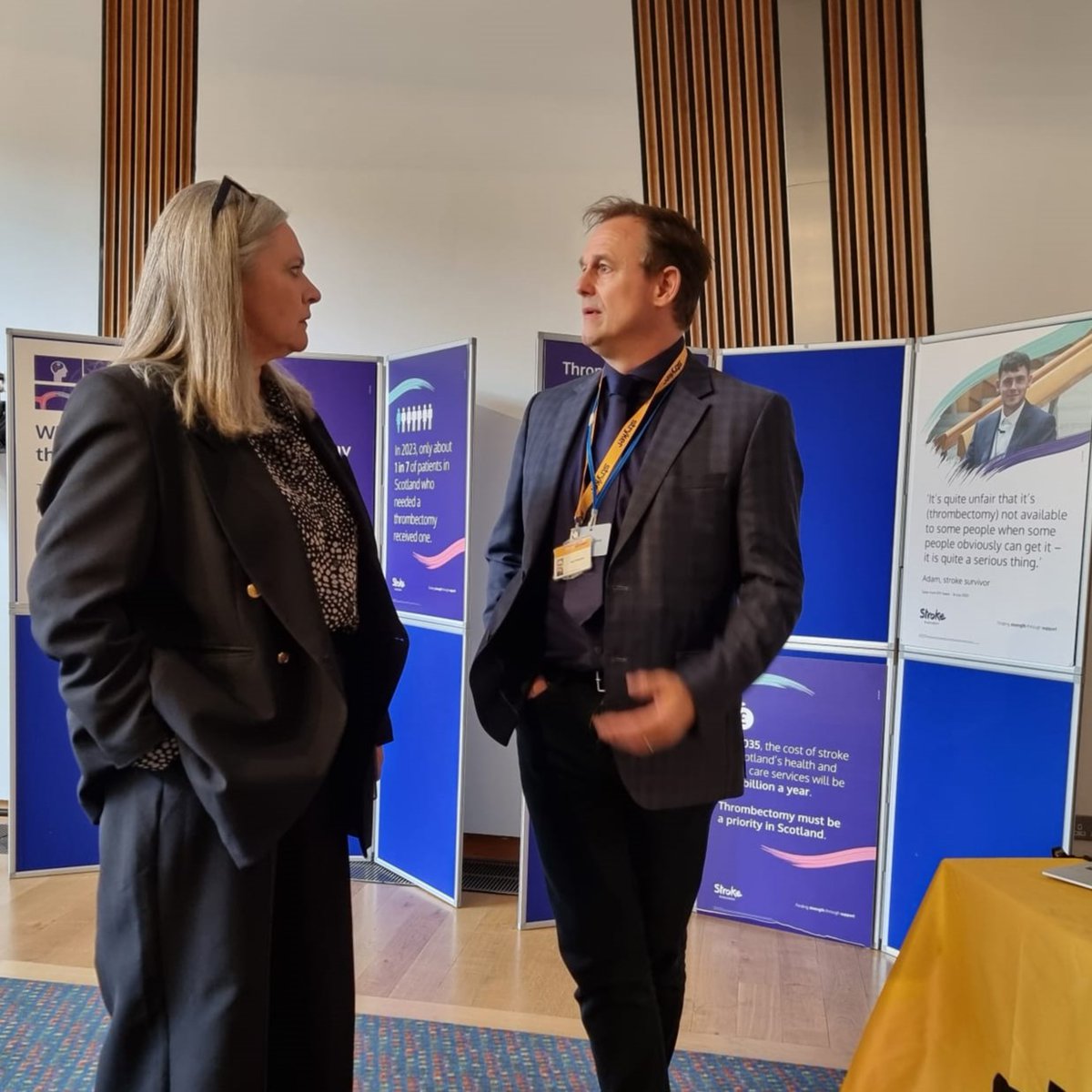 RozMccall's tweet photo. Thrombectomy saves lives and reduces disability after stroke - but in Scotland, access is still a postcode lottery. That must change.

Great to join @TheStrokeAssoc, @CHSScotland &amp; Stryker in Parliament to back better access for all. #StrokeCare #Thrombectomy https://t.co/Opr7w15VWs