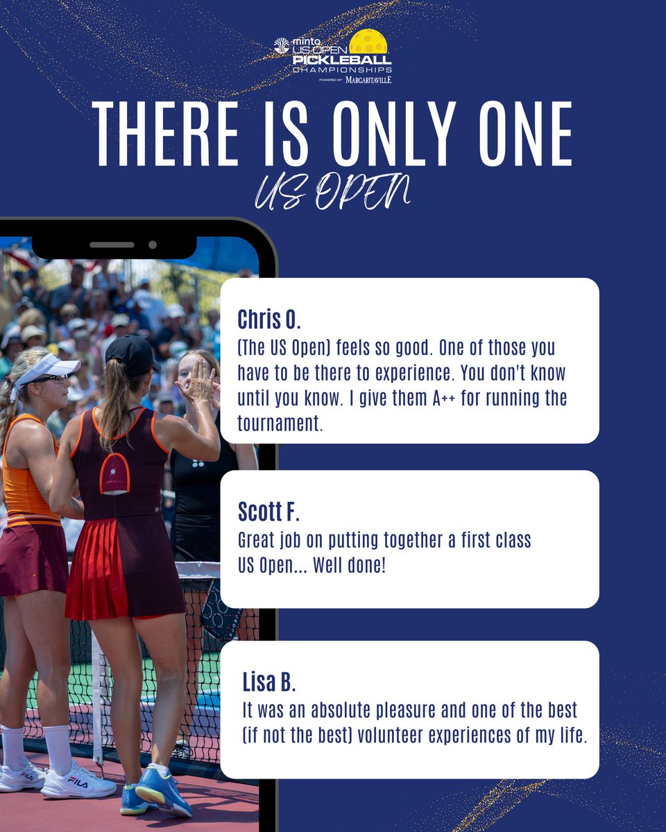 There’s nothing like it. The energy. The people. The passion.

🏆 The 2025 Minto US Open Pickleball Championships delivered an experience that left players, fans, and volunteers inspired—and already counting down to next year.

Here’s what they had to say ⬇️

#usopenpickleball