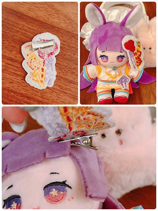 お家にいる子6体確認しましたが、おそらく皆さんの元に届いた子は金具が逆についている可能性が高いです…!
もし前髪が浮いたり金具が気になる方は、左側の前髪につけてあげるか(絵は反転できませんが逆にしてもかわいい!)写真の通りに付け直していただくと綺麗に着くと思います🎀 #ゐろはぬい 