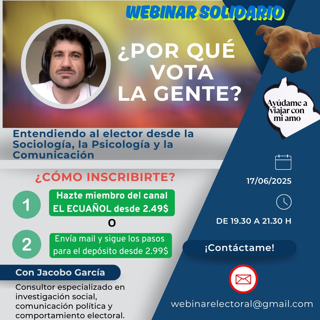 ¿Hay un voto emocional?
¿Cómo se activa, y a favor de quién?
¿Por qué el "ESTÁBAMOS MEJOR" no alcanza desde hace rato?

Apúntense a este webinar, y salgamos todos de dudas 😎