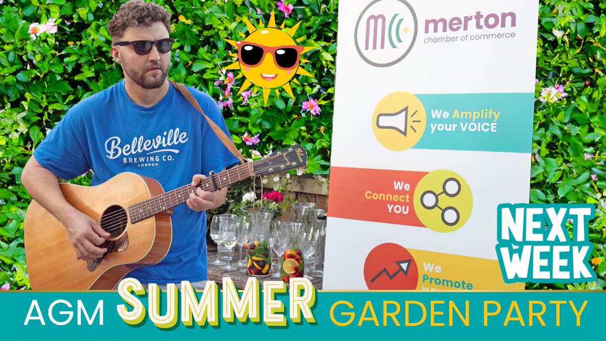 ☀️ The forecast says SUN for our #AGMSummerParty next week!

Join us for an evening of networking, celebration, food &amp; drinks at Hotel du Vin Wimbledon.

📅 Wed 18 June
🎟️ Final tickets: mertonchamber.co.uk/event/agm-summ…

#MertonChamber #WimbledonEvents #Networking