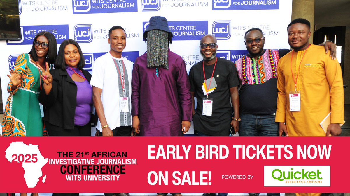 CharmAfric's tweet image. NEW: Early bird tickets for the 2025 African Investigative Journalism Conference are now on sale via Quicket until 10 August! Discounts are also available for bulk ticket purchases, as well as for students and freelancers through direct applications.
Join the continent’s leading…