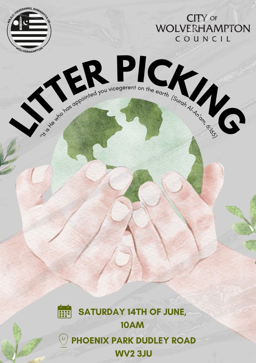 AMYAWolves's tweet image. Community to Come together in Wolverhampton "love my community working"
📅 Saturday 14th June @10am
📍 Phoenix Park, Dudley Road, WV2 3JU
"Cleanliness is half the faith (Imaan).”
(Sahih Muslim - sayings of the holy Prophet Muhammad)
Come along and join the Big Clean up!
🧹