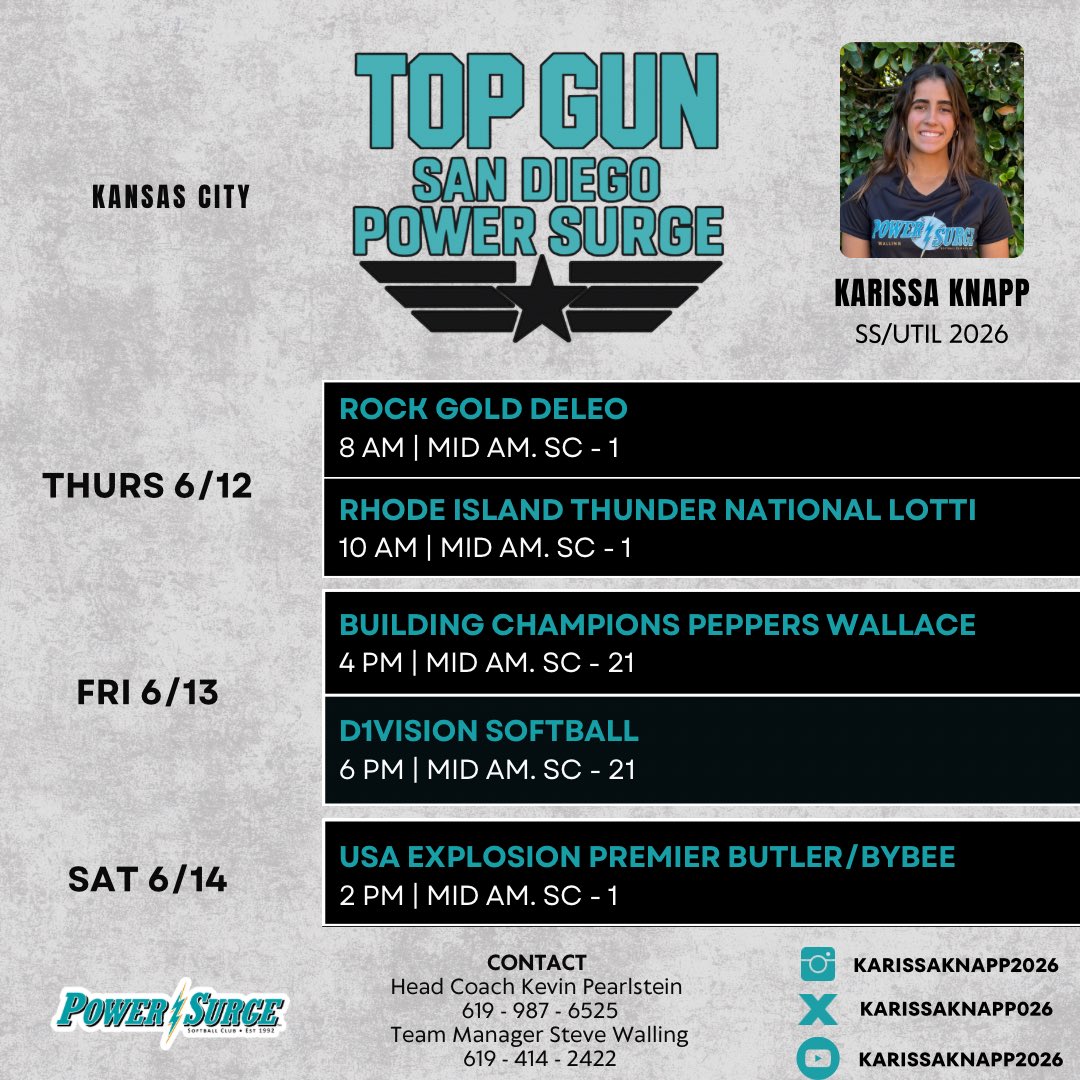 Karissa Knapp (@karissaknapp026) on Twitter photo Super excited to compete in Kansas City this weekend! Come check us out!
<a href="/FastpitchAthRec/">Fastpitch Athlete Recruits</a> <a href="/Surge18U/">Power Surge 18U Gold - Walling</a> <a href="/TC_SouthAmerica/">@TC_SouthAmerica</a> <a href="/Colombia18uSB/">@Colombia18uSoftball</a> <a href="/DropBombs_Hit/">Dropbombs Hitting</a> Super excited to compete in Kansas City this weekend! Come check us out!
<a href="/FastpitchAthRec/">Fastpitch Athlete Recruits</a> <a href="/Surge18U/">Power Surge 18U Gold - Walling</a> <a href="/TC_SouthAmerica/">@TC_SouthAmerica</a> <a href="/Colombia18uSB/">@Colombia18uSoftball</a> <a href="/DropBombs_Hit/">Dropbombs Hitting</a>