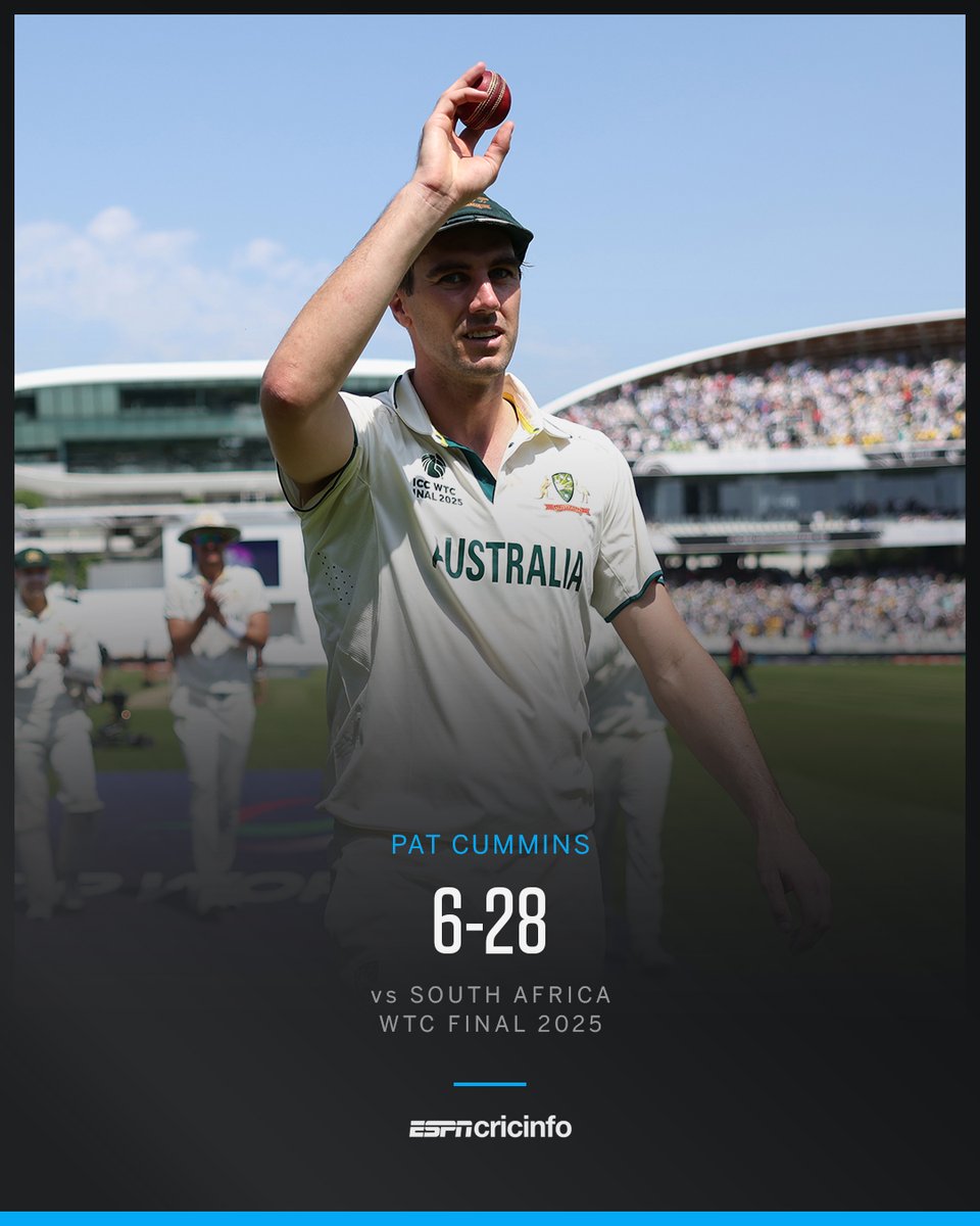 The best-ever bowling figures by a captain in a Test at Lord's!

Simply incredible from Pat Cummins 🤩