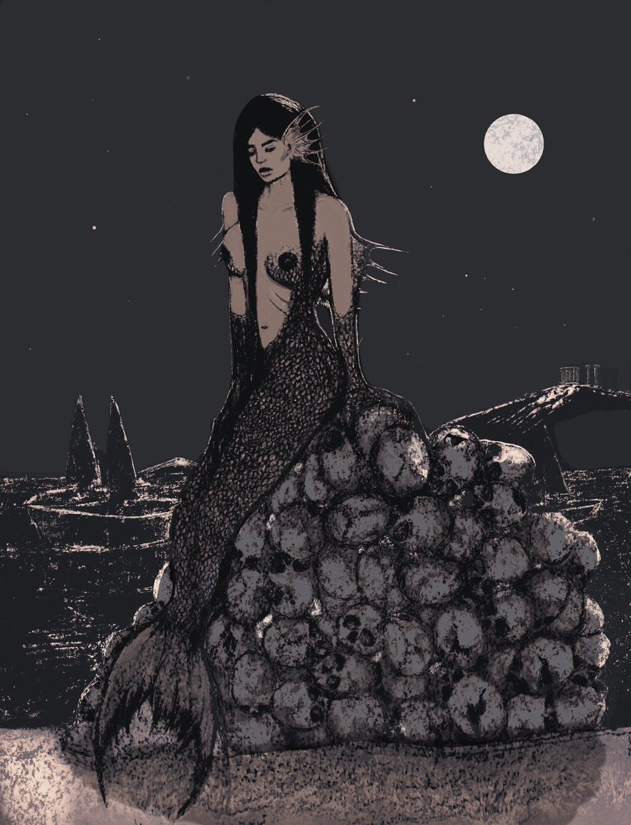 Gm everyone 🌅, finally finished drawing this insatiable Siren😁, she’s so sad though because there’s no more men left… have a good Thursday 🖤