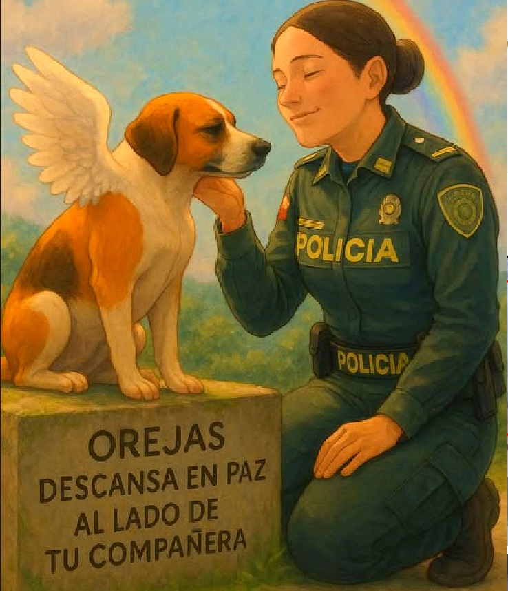 Orejas, el perrito que acompañaba a los policías que se encontraban en la estación de Policía del municipio de Valdivia, Antioquia, murió en medio del ataque armado, donde fue asesinada su amiga, la patrullera María Alejandra Vieda 😭

Orejas, fue adoptado hace varios años y era