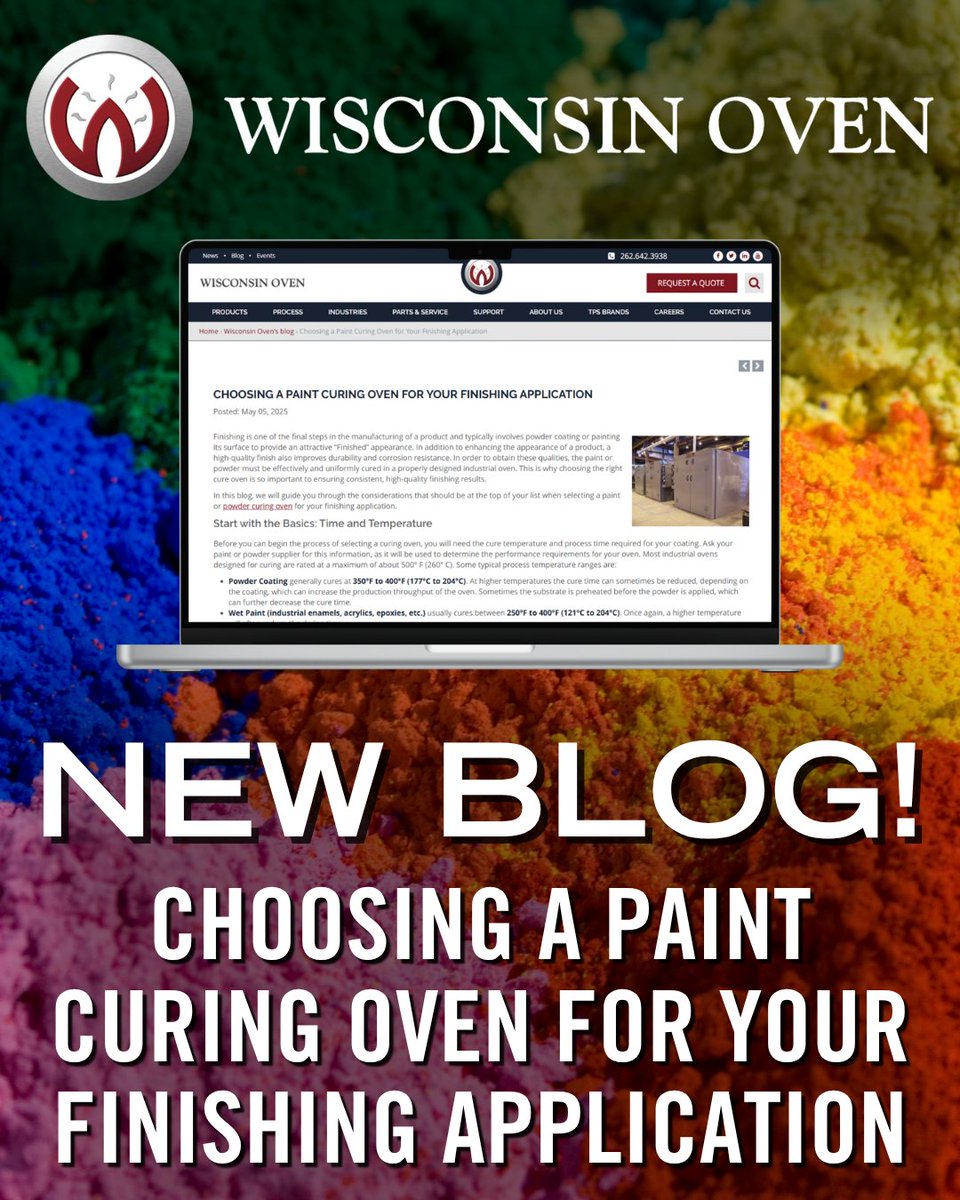 🛠️ In our latest blog, we cover what you need to know about time, temperature, airflow, and uniformity, along with what features to look for when investing in your next curing oven.
wisoven.com/blog/choosing-…

#IndustrialOvens #PowderCoating #WisconsinOven