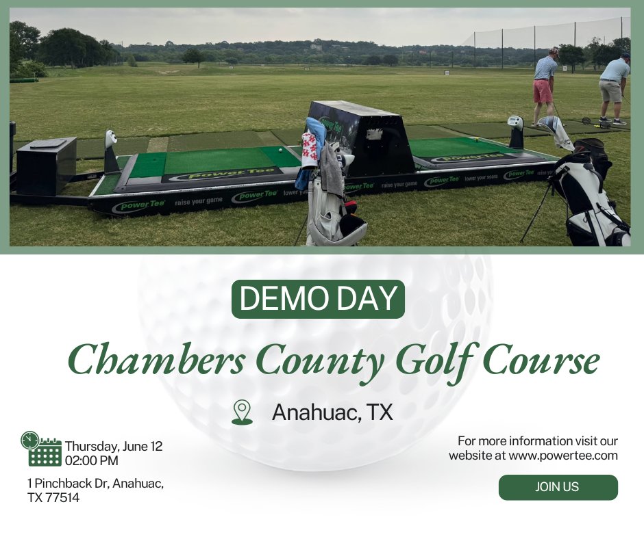 Power Tee (@powerteegolf) on Twitter photo Come swing, smile, and see what the buzz is about! ๐๏ธโโ๏ธโจ
Power Tee Demo Day at Chambers County Golf Course is your chance to try the game-changing automatic tee system, win fun prizes, and enjoy a great time on the range. ๐๏ธโโ๏ธโณ
Whether you're a pro or just starting out, it's all Come swing, smile, and see what the buzz is about! ๐๏ธโโ๏ธโจ
Power Tee Demo Day at Chambers County Golf Course is your chance to try the game-changing automatic tee system, win fun prizes, and enjoy a great time on the range. ๐๏ธโโ๏ธโณ
Whether you're a pro or just starting out, it's all