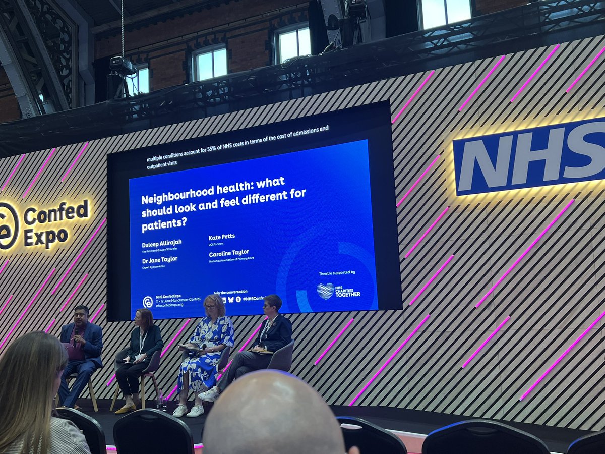 EffectSandy's tweet image. Attending the @NHSConfed at Manchester central.
Neighbourhood health - How do we rethink care for people with long term conditions? How do we redefine multi-agencies collaboration?
Great panel of speakers!