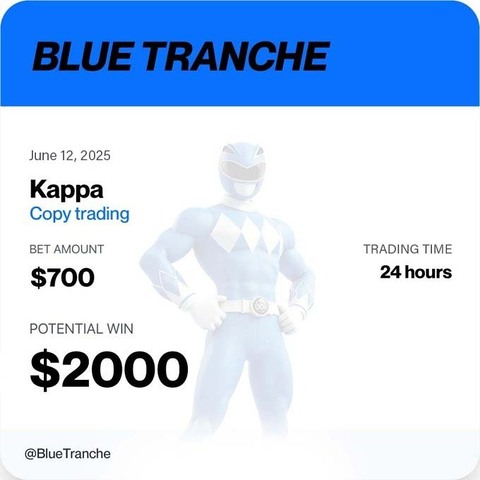 🔵 Blue Tranche unlocks elite trading strategies for everyone.

With a 💰 $700 allocation into Kappa | CopyTrading, users can earn up to $2,000 in just 24 hours — all by leveraging high-performance bots like AIXBT.

Copy the experts. Reap the gains.

Powered by <a href="/TrancheVest/">TrancheVest ®</a>