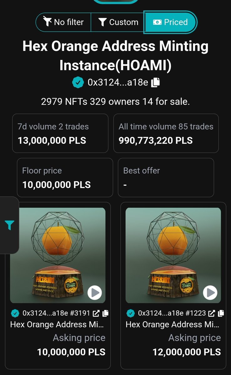 2 HOAMIs on PulseChain sold yesterday for 6.5m pls each. Congrats to the buyer and seller. 
💪🍊 The HOAMI floor price is back up to 10m pls. Significantly higher in price than HOAMIs on Base. 

Base: magiceden.us/collections/ba…

PulseChain: pulsemarket.app/collection/0x3…