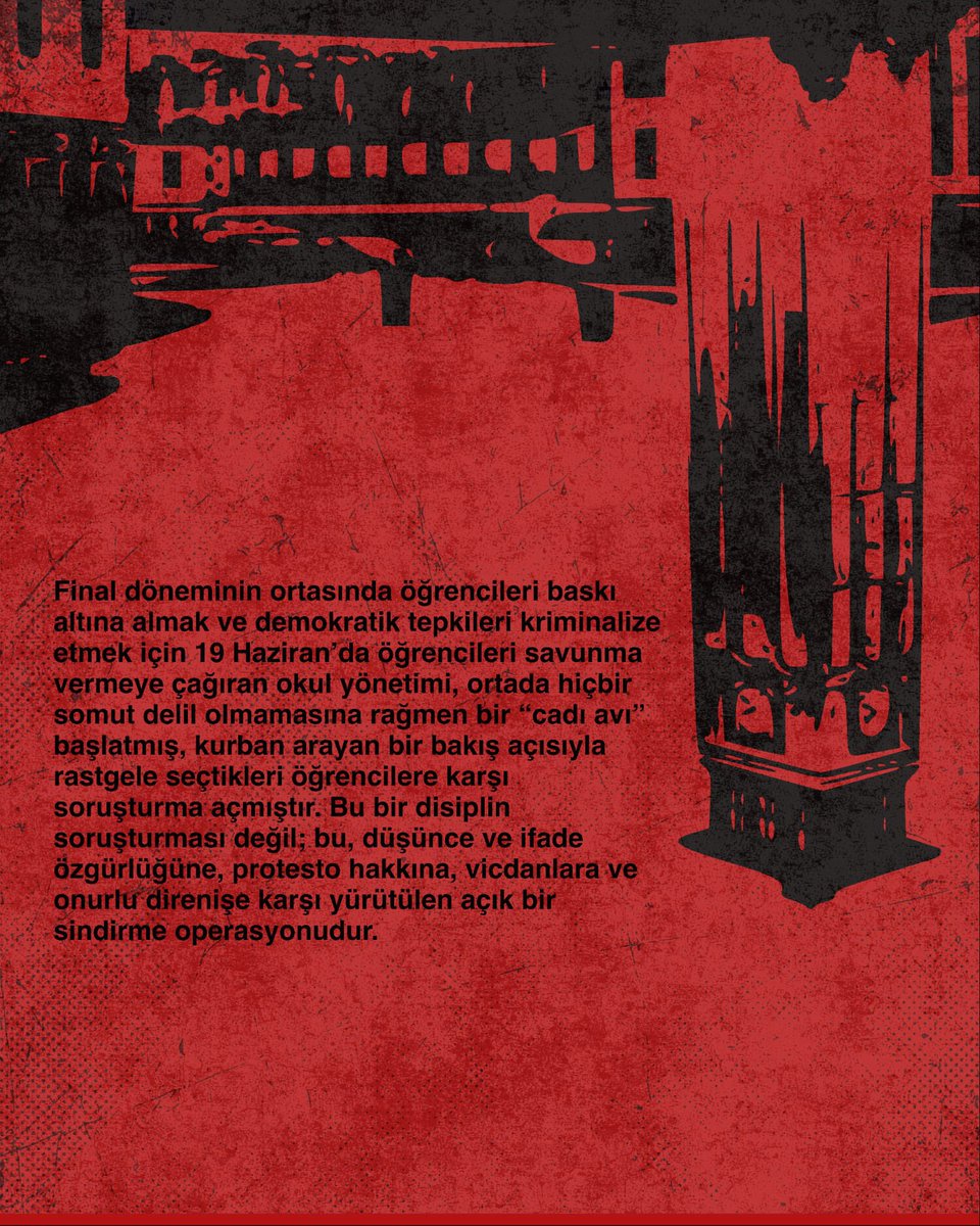 OdeonHareketi's tweet image. Koç Üniversitesi’nde 8 Öğrenciye Soruşturma Açılması Hakkındaki Açıklamamız: 

1- Bizler, bu soruşturmaların derhal geri çekilmesini, öğrenci haklarının tanınmasını ve üniversitelerin bir öğrenme, sorgulama ve düşünme alanı olarak kalmasını talep ediyoruz.