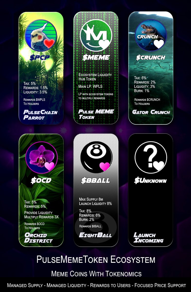 Eight Ball corner pocket. Actually, any pocket will do for $8BALL
Is it magic? Probably is. How high can it go? Only one way to find out

Max supply 8m – 8% initial liquidity - Main LP with $WPLS – 40% liquidity reserve

Tax 8%:  6% rewards $8BALL - 2% burn
#PulseChain