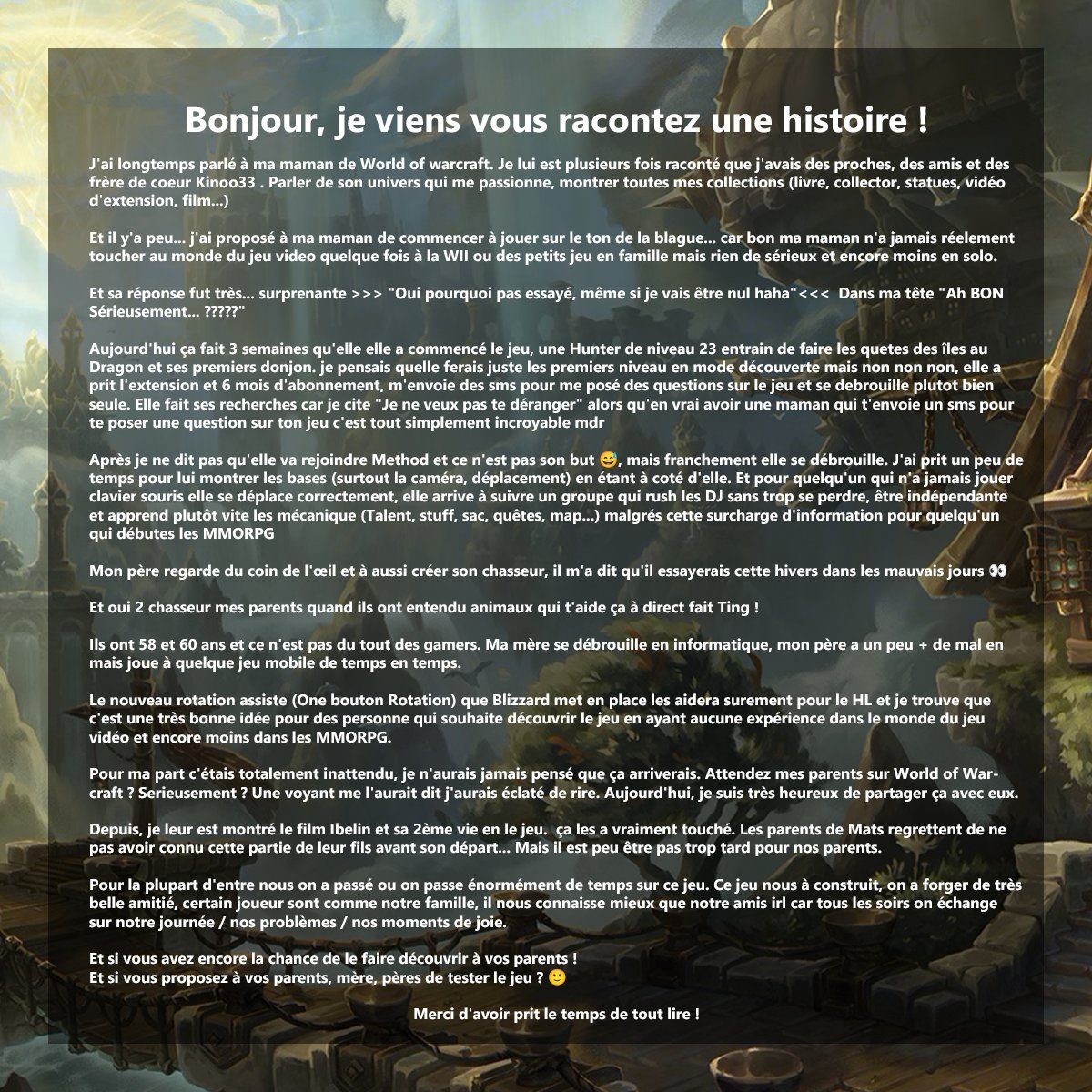 Arininja5's tweet image. L'histoire de ma super maman &amp;lt;3 @Warcraft_FR