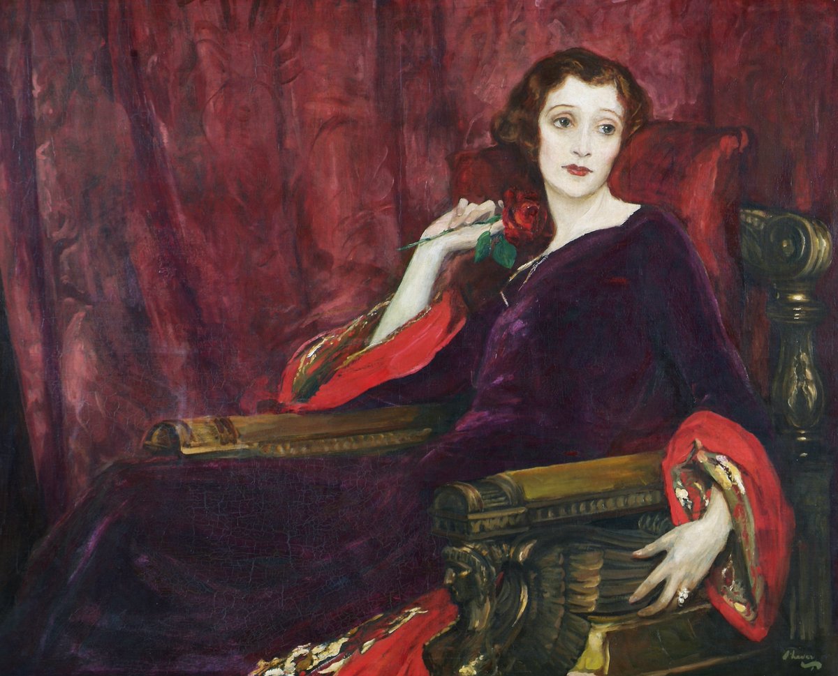 Today is #RedRoseDay, and we’re sharing one of our visitor favourites, The Red Rose by John Lavery! 🌹

The Red Rose (1923) is one of the most recognisable portraits John Lavery made of his wife and fellow painter, Hazel Lavery.
