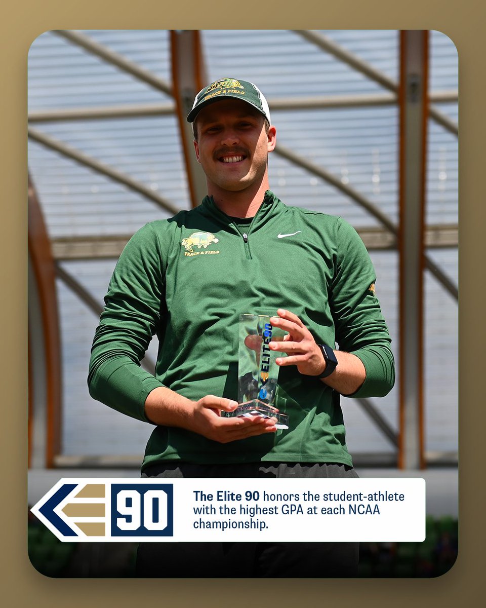 NCAA's tweet photo. The 2025 #Elite90 award winner for men's outdoor @NCAATrackField is Sam Roller!

📚 4.0
🔬 Biological Sciences
🏃‍♂️ @NDSUTrackField

#NCAATF https://t.co/TkB4jV38ph