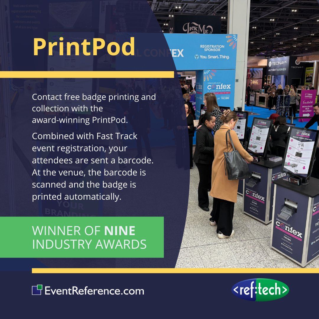 RefTechnology's tweet photo. Say hello to seamless badging with PrintPod by RefTech
Tired of queues and badge pre-print chaos? PrintPod brings flexibility, speed, and control right to your event floor.
Smart. Scalable. Stress-free.
Find out more 👉 https://t.co/f1FbnM9adi
#PrintPod #RefTech #EventProfs https://t.co/K19uiVcY3x