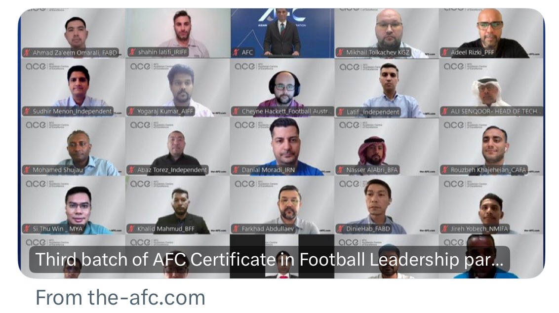 Interesting that <a href="/theafcdotcom/">AFC</a> member Australia hosted the last women’s #FIFAWorldCup, will host next women’s #AFCAsianCup, women’s football is growing throughout the region but not a single woman is part of the ‘acclaimed leadership certificate’ cohort. Isn’t that weird?