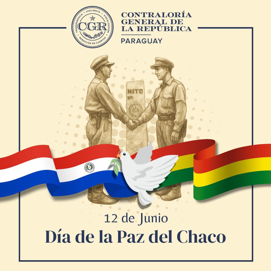contraloriapy's tweet photo. Hoy, honramos a los héroes del Chaco y conmemoramos un nuevo aniversario de la firma del Protocolo de Paz que puso fin a la guerra entre Paraguay y Bolivia, el 12 de junio de 1935.🙌🏼

La CGR recuerda con profundo respeto y gratitud a los valientes paraguayos que defendieron con coraje y amor a la patria durante dicha contienda.🇵🇾💪🏼