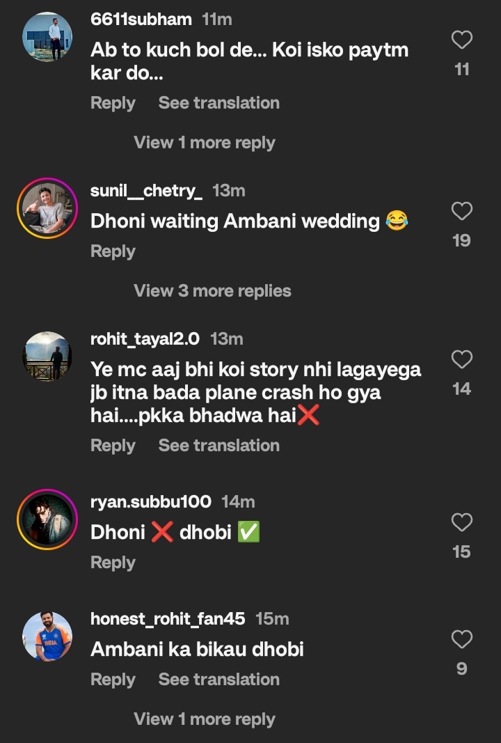 a4di1tya's tweet photo. Ms dhoni Insta comment section💔 These Indians don't deserve our Thala, I wish he played for NZ or 💔
#planecrash https://t.co/TDTrN5nykZ