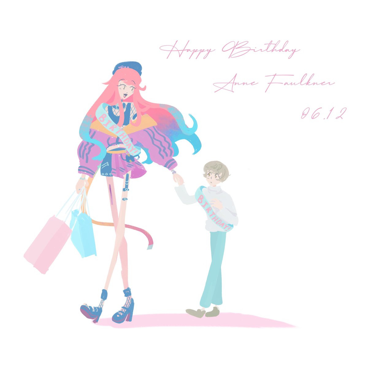bvcchio's tweet photo. “It’s our day!”🦩💖 🎉
#パラライ
#アン・フォークナー誕生祭2025 https://t.co/KKHcYeeKQT