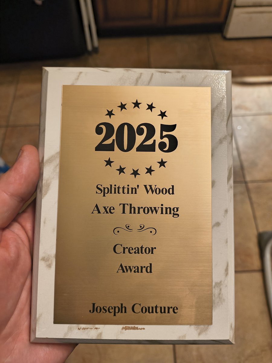 RJPhilosophy's tweet photo. I got an award for my custom axe making 🙂
I hope you have a great day! https://t.co/4nMuusPzpI