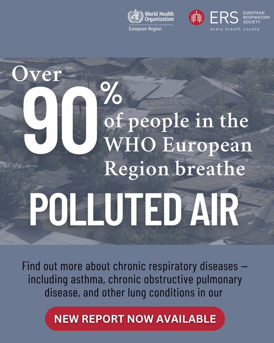 🛑 Tobacco and air pollution are fuelling a silent epidemic of lung disease.

“We take 22,000 breaths a day, yet respiratory health remains one of the most neglected areas in global health,” says <a href="/EuroRespSoc/">ERS</a> President Silke Ryan.

bit.ly/43U5NNA