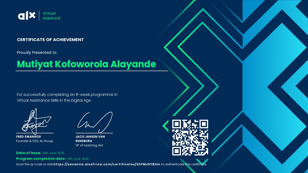 omoyeni_mia's tweet photo. Just like I said — here’s the certificate.
Alhamdulillah 🤍
#ALXVA https://t.co/Ka1eVEhjOX