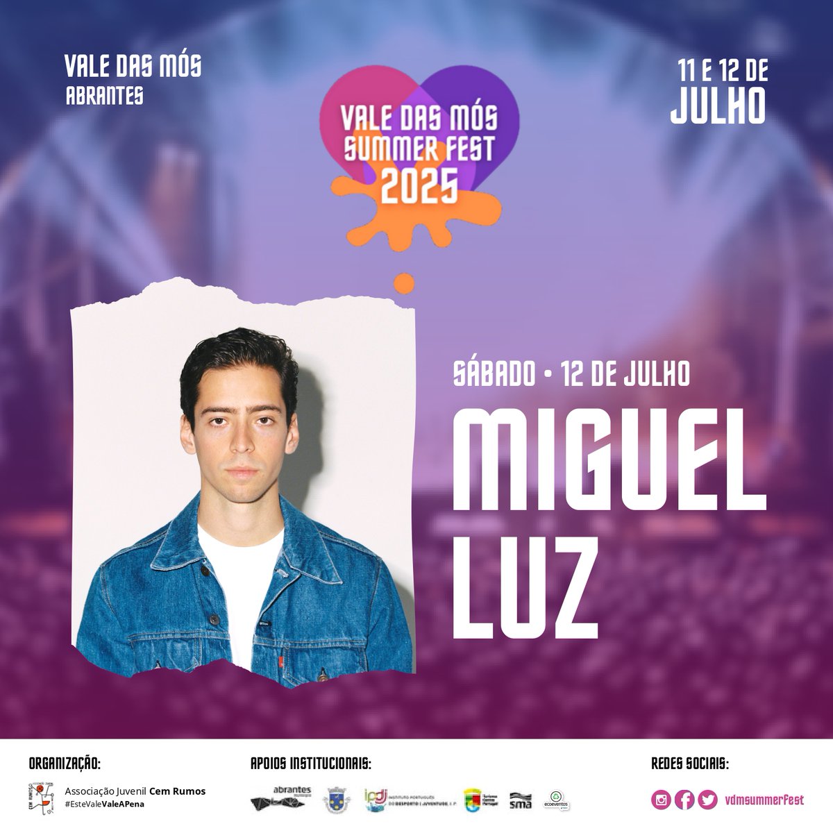 💥💥 𝟱ª 𝗖𝗢𝗡𝗙𝗜𝗥𝗠𝗔ÇÃ𝗢: 𝗠𝗜𝗚𝗨𝗘𝗟 𝗟𝗨𝗭 𝗡𝗢 𝗩𝗔𝗟𝗘 𝗗𝗔𝗦 𝗠Ó𝗦 𝗦𝗨𝗠𝗠𝗘𝗥 𝗙𝗘𝗦𝗧 𝟮𝟬𝟮𝟱

Já sentes o amor à queima roupa? A Tour de Ganga está a chegar!😍

#EsteValeValeAPena
#vdmsummerfest